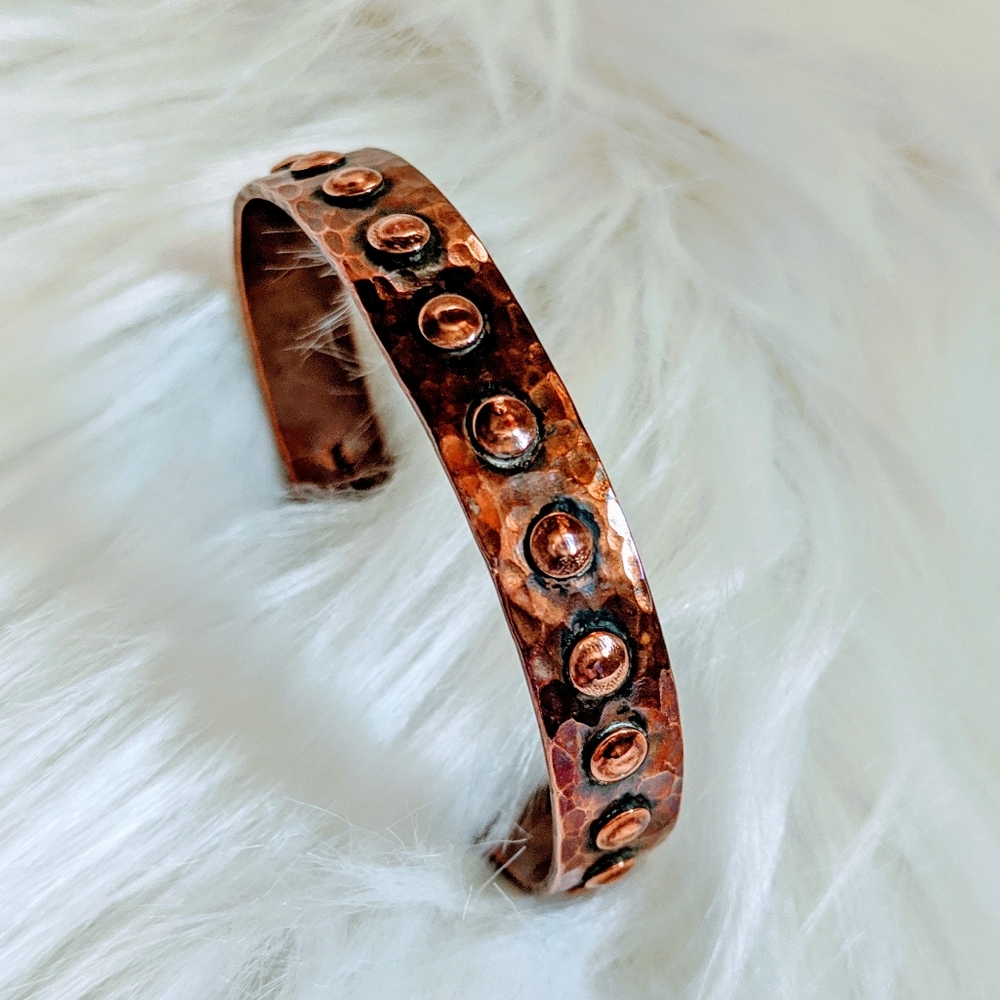 Copper bracelet rivet stud design cuff